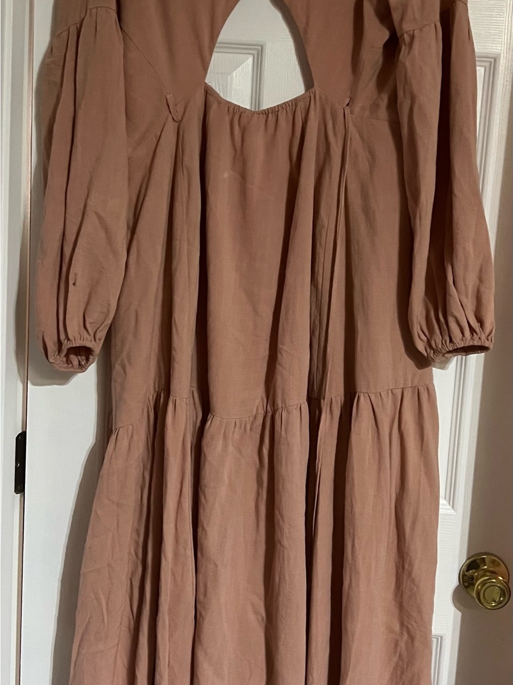 Lulu’s Perfectly Pleasant Blush Cutout Long Sleeve Midi Wrap Dress - Picture 6 of 7